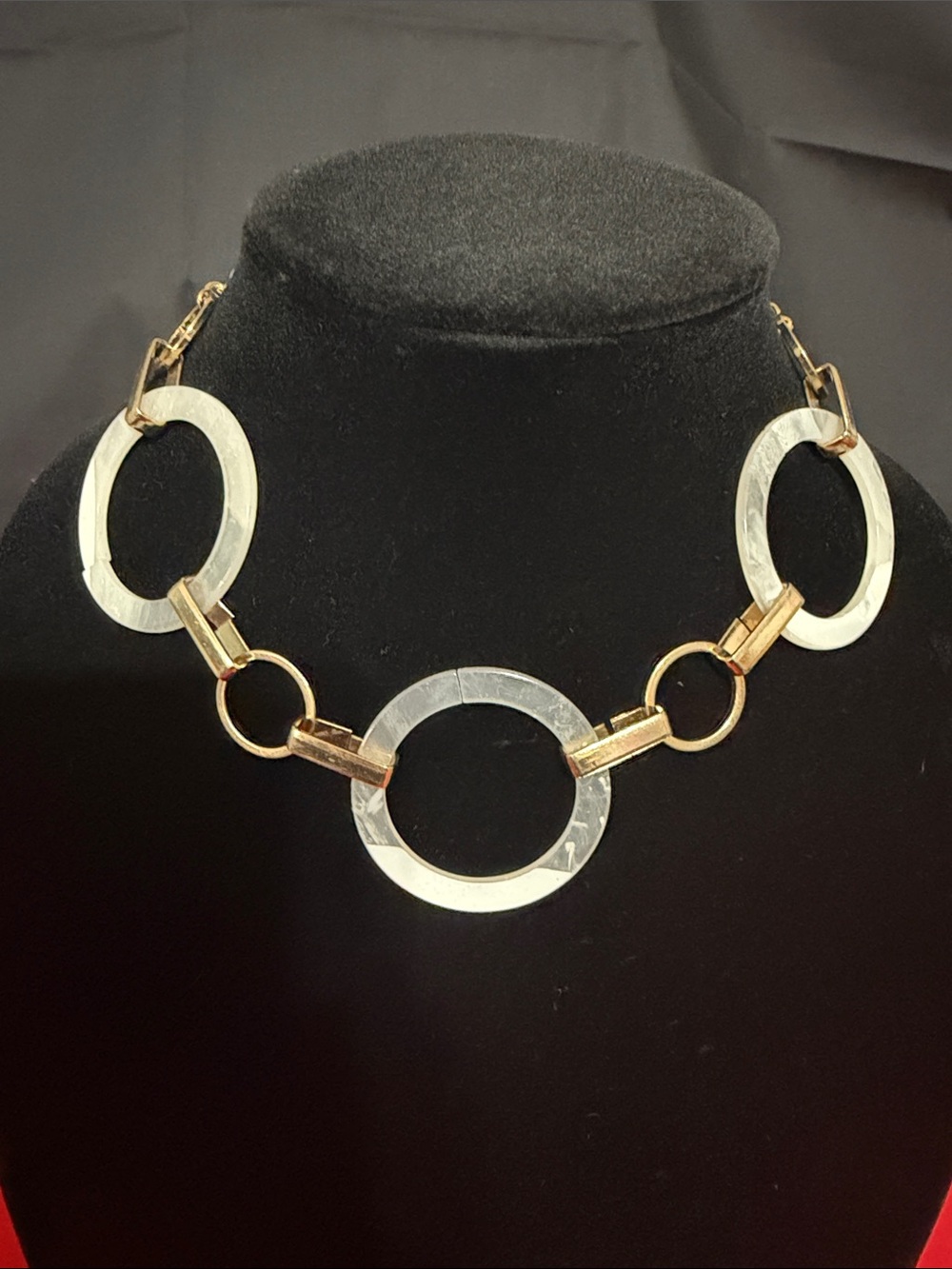 Gold-Tone Necklace with White Resin Circles - Women Jewelry